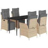 vidaXL 3-delige Tuinset met kussens poly rattan gemengd beige