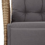 vidaXL 3-delige Tuinset met kussens poly rattan gemengd beige
