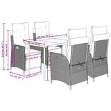 vidaXL 3-delige Tuinset met kussens poly rattan gemengd beige