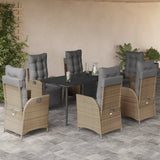 vidaXL 3-delige Tuinset met kussens poly rattan gemengd beige