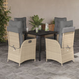 vidaXL 3-delige Tuinset met kussens poly rattan gemengd beige
