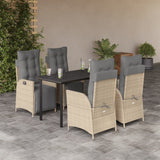 vidaXL 3-delige Tuinset met kussens poly rattan gemengd beige
