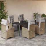 vidaXL 3-delige Tuinset met kussens poly rattan gemengd beige