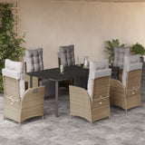 vidaXL 3-delige Tuinset met kussens poly rattan gemengd beige