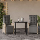 vidaXL 3-Piece Garden Lounge Set with Cushions Poly Rattan Light Grey