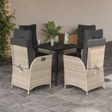 vidaXL 3-Piece Garden Lounge Set with Cushions Poly Rattan Light Grey