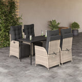 vidaXL 3-Piece Garden Lounge Set with Cushions Poly Rattan Light Grey