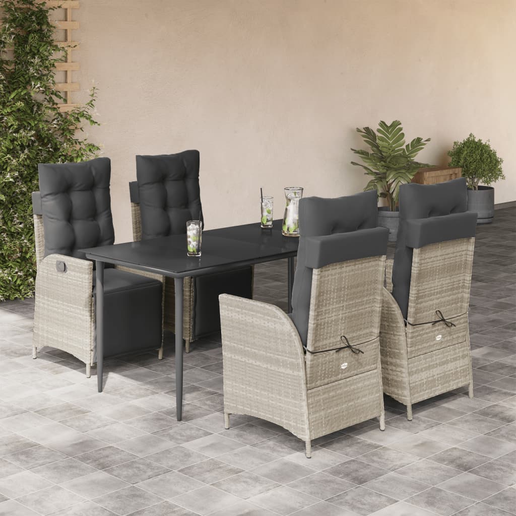 vidaXL 3-Piece Garden Lounge Set with Cushions Poly Rattan Light Grey
