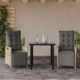 vidaXL 3-Piece Garden Lounge Set with Cushions Poly Rattan Light Grey