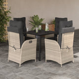 vidaXL 3-Piece Garden Lounge Set with Cushions Poly Rattan Light Grey