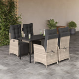 vidaXL 3-Piece Garden Lounge Set with Cushions Poly Rattan Light Grey