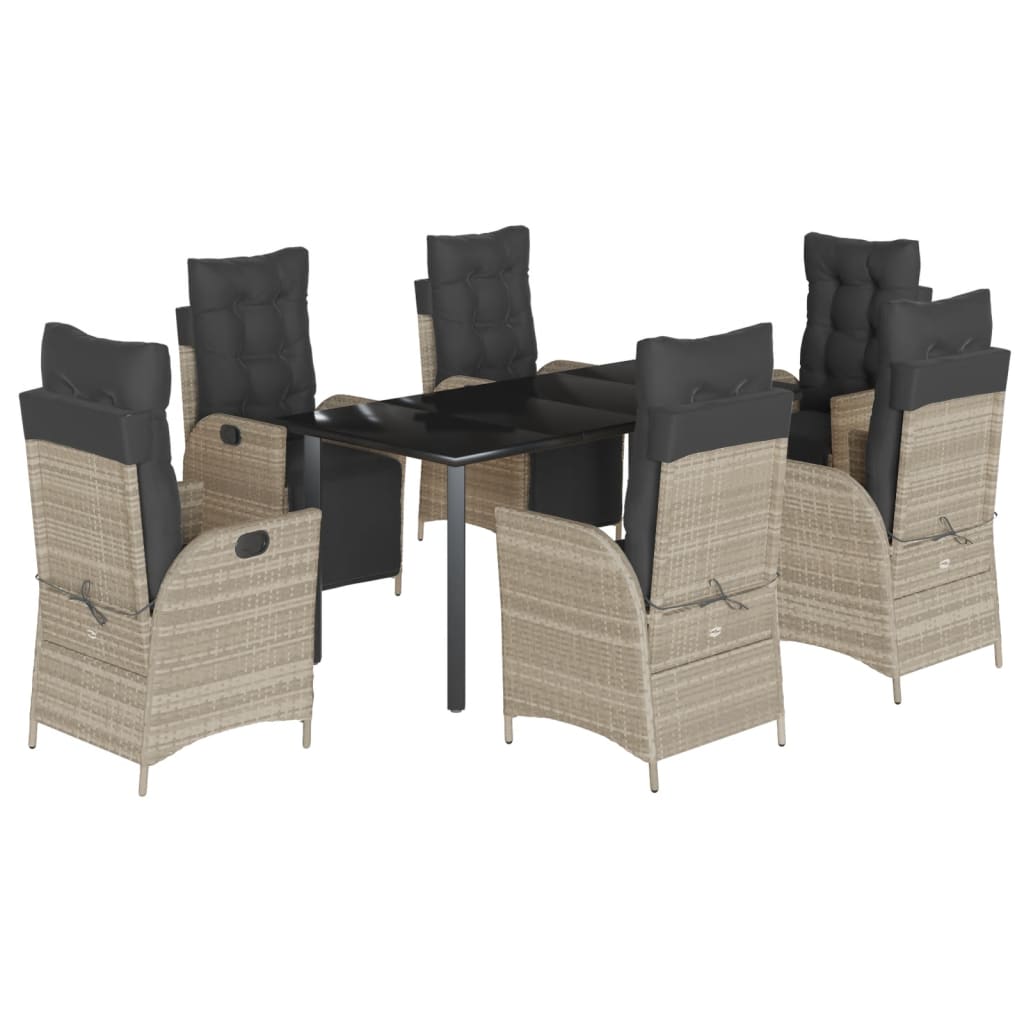 vidaXL 3-Piece Garden Lounge Set with Cushions Poly Rattan Light Grey