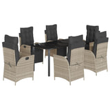 vidaXL 3-Piece Garden Lounge Set with Cushions Poly Rattan Light Grey