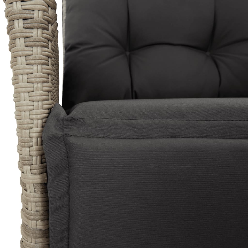 vidaXL 3-Piece Garden Lounge Set with Cushions Poly Rattan Light Grey