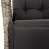 vidaXL 3-Piece Garden Lounge Set with Cushions Poly Rattan Light Grey