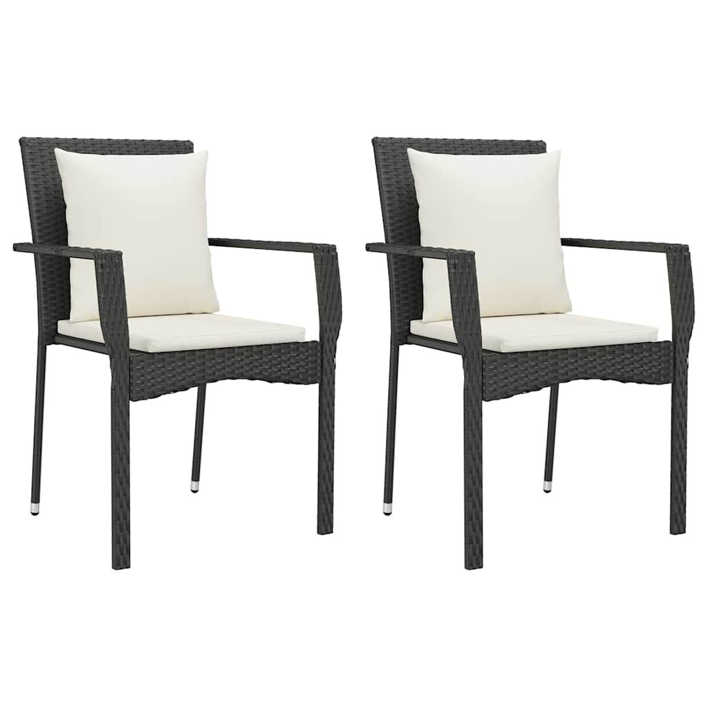 vidaXL 7-delige Tuinset met kussens poly rattan zwart