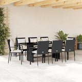 vidaXL 7-delige Tuinset met kussens poly rattan zwart