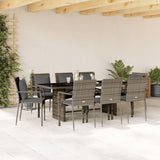 vidaXL 7-delige Tuinset met kussens poly rattan zwart