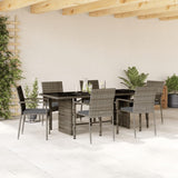 vidaXL 7-delige Tuinset met kussens poly rattan zwart