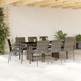 vidaXL 7-delige Tuinset met kussens poly rattan zwart