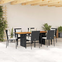 vidaXL 7-Piece Garden Dining Set with Cushions Poly Rattan Black