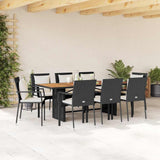 vidaXL 7-Piece Garden Dining Set with Cushions Poly Rattan Black