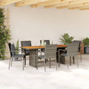 vidaXL 7-Piece Garden Dining Set with Cushions Poly Rattan Black