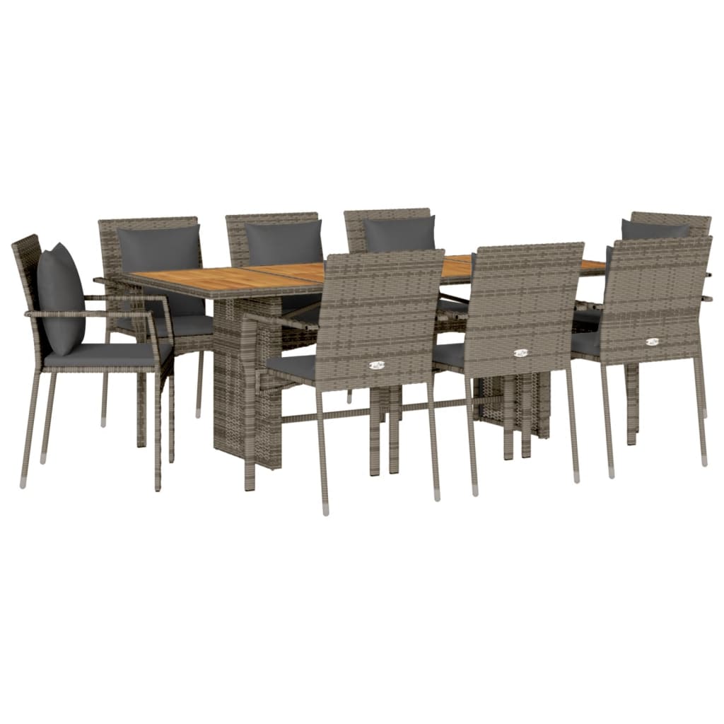 vidaXL 7-Piece Garden Dining Set with Cushions Poly Rattan Black