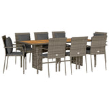 vidaXL 7-Piece Garden Dining Set with Cushions Poly Rattan Black