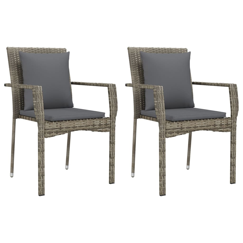 vidaXL 7-Piece Garden Dining Set with Cushions Poly Rattan Black