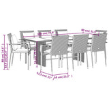 vidaXL 7-Piece Garden Dining Set with Cushions Poly Rattan Black