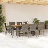 vidaXL 7-Piece Garden Dining Set with Cushions Poly Rattan Black