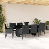 vidaXL 7-delige Tuinset met kussens poly rattan zwart