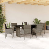 vidaXL 7-delige Tuinset met kussens poly rattan zwart