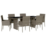 vidaXL 7-delige Tuinset met kussens poly rattan zwart