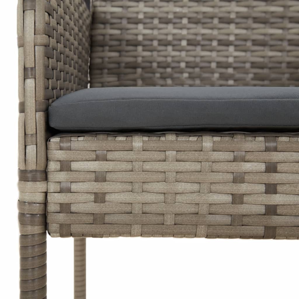vidaXL 7-delige Tuinset met kussens poly rattan zwart