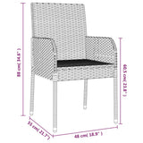 vidaXL 7-delige Tuinset met kussens poly rattan zwart