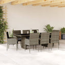 vidaXL 7-delige Tuinset met kussens poly rattan zwart