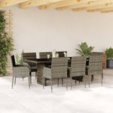 vidaXL 7-delige Tuinset met kussens poly rattan zwart