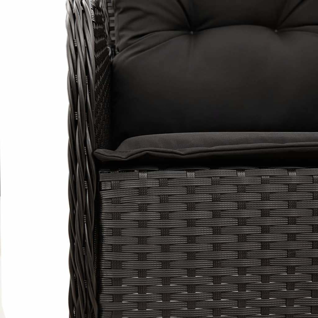vidaXL 7-delige Tuinset met kussens poly rattan zwart