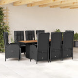 vidaXL 7-delige Tuinset met kussens poly rattan zwart