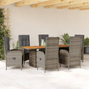 vidaXL 7-delige Tuinset met kussens poly rattan zwart