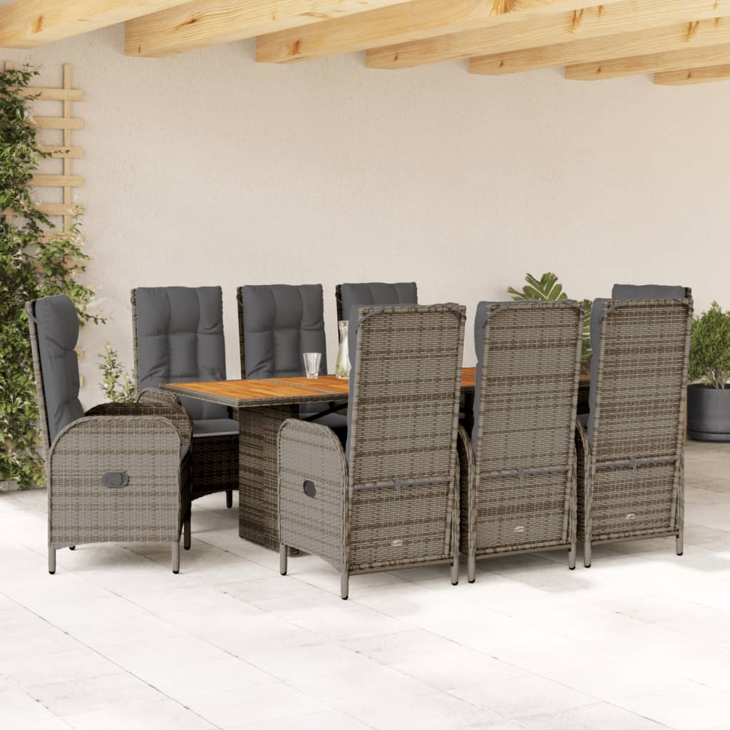 vidaXL 7-delige Tuinset met kussens poly rattan zwart