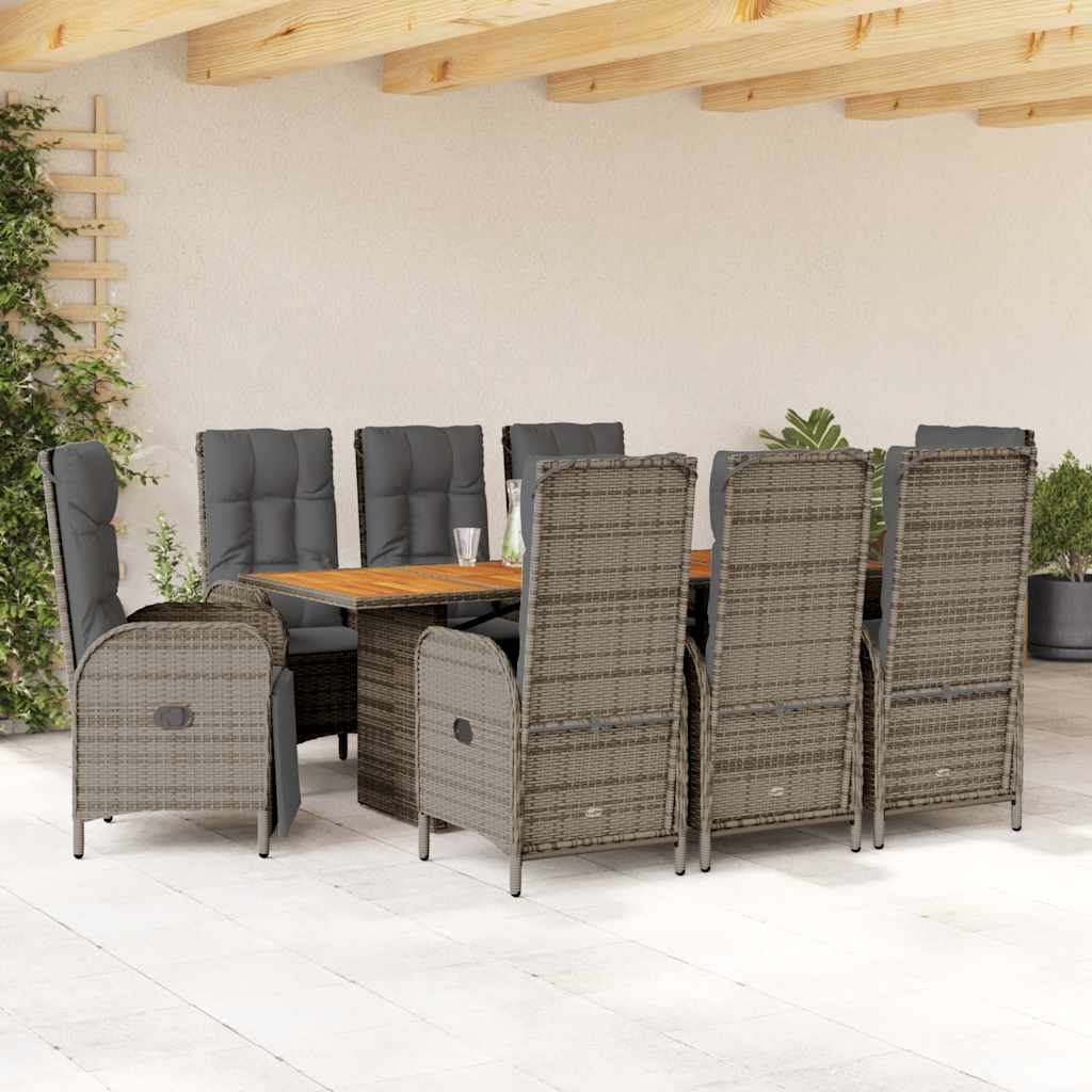 vidaXL 7-delige Tuinset met kussens poly rattan zwart