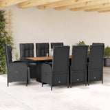 vidaXL 7-delige Tuinset met kussens poly rattan zwart