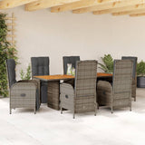 vidaXL 7-delige Tuinset met kussens poly rattan zwart