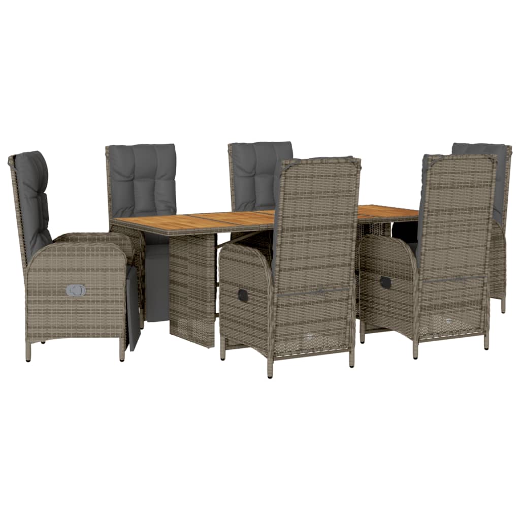 vidaXL 7-delige Tuinset met kussens poly rattan zwart