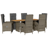 vidaXL 7-delige Tuinset met kussens poly rattan zwart