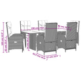 vidaXL 7-delige Tuinset met kussens poly rattan zwart