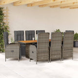 vidaXL 7-delige Tuinset met kussens poly rattan zwart